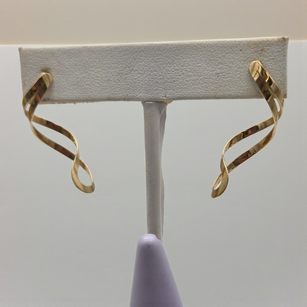 Vintage MARCO 14K Solid Gold Modernist Twist Drop Earrings